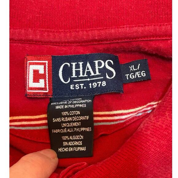 Chaps Men Red Striped Polo Short Sleeve Size XL Pre owned - Picture 5 of 10